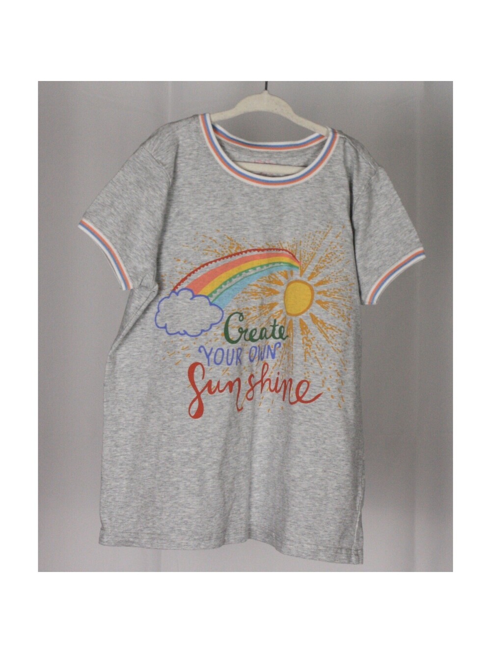 Matilda Jane Rainbow Sunshine Tee Gray Graphic Top Size 12